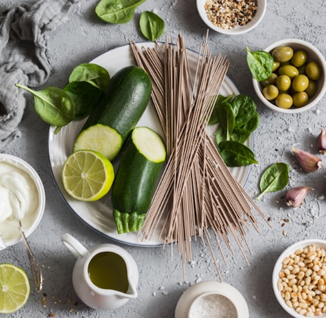 Vegetable Pasta With Garlic, Chilli And Olive Oil