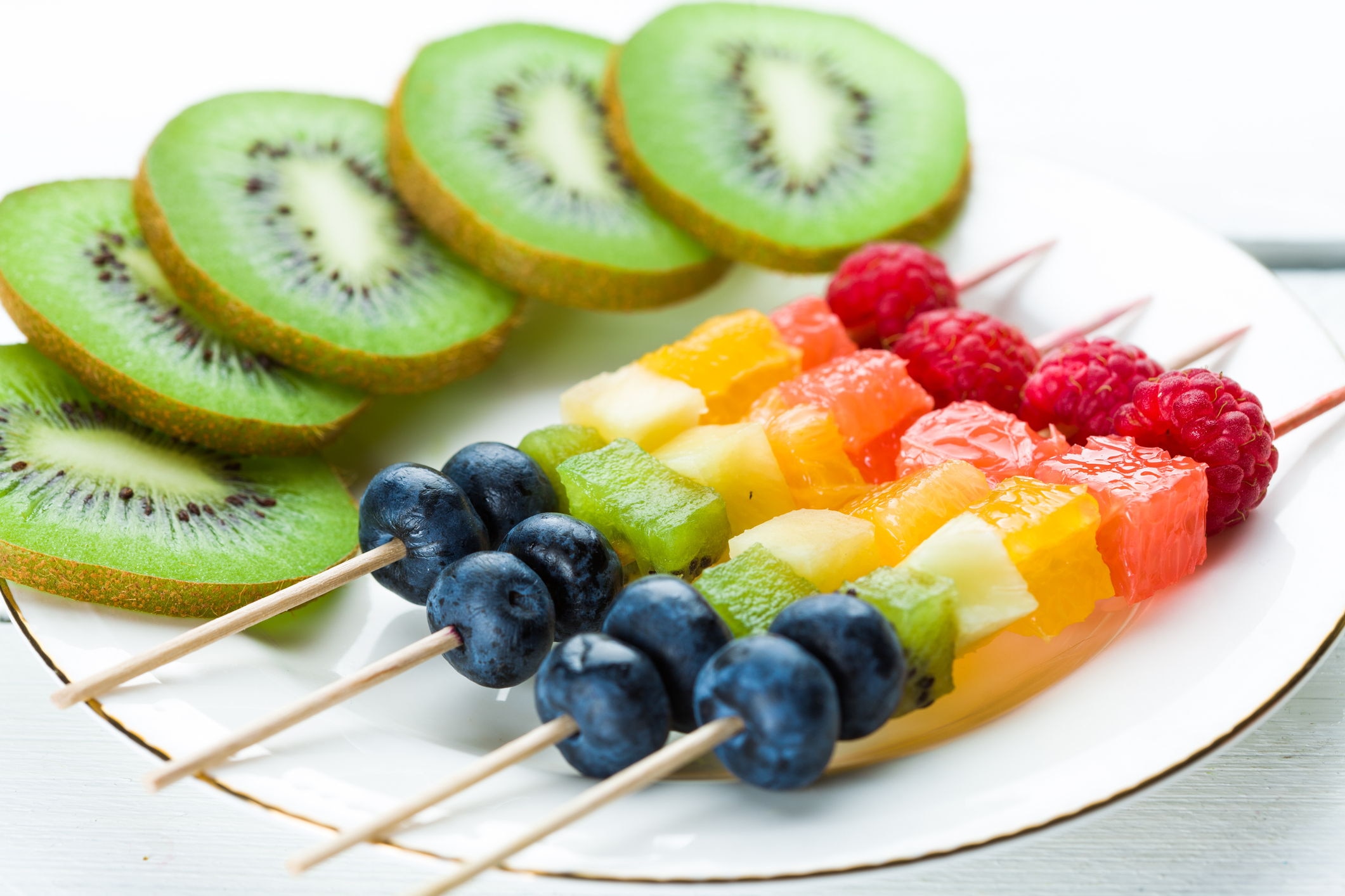 Frozen fruit kebabs