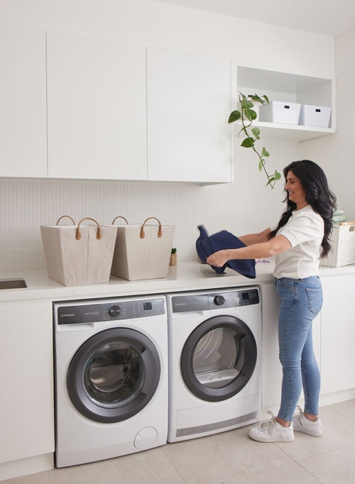 Westinghouse’s EasyCare Front Load Washing Machine displayed in the laundry