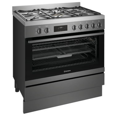 90cm freestanding electric oven and gas cooktop with AirFry, dark stainless steel