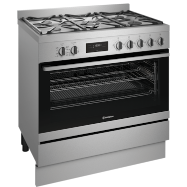 90cm freestanding electric oven and gas cooktop, stainless steel