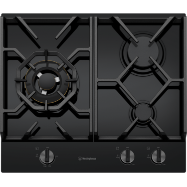 60cm 3 burner black ceramic glass gas cooktop