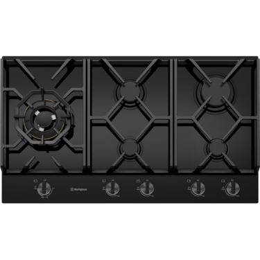 90cm 5 burner black ceramic glass gas cooktop