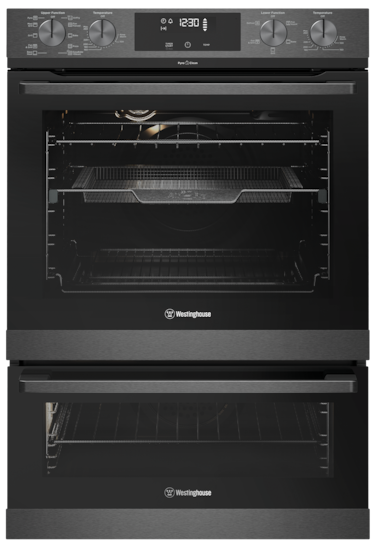 60cm multi-function 10/5 pyrolytic duo oven, dark stainless steel