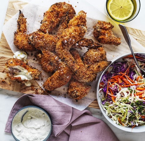 Crumbed Buttermilk Chicken Wings and Slaw